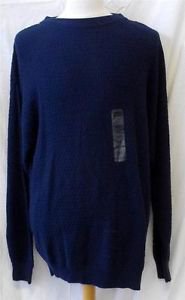 New Harbor Bay XLT 100% Cotton Men's Navy Blue Waffle Weave LS Casual Sweater