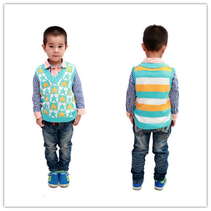2014 five-pointed star style children cotton knit vest 1-4 years YF49