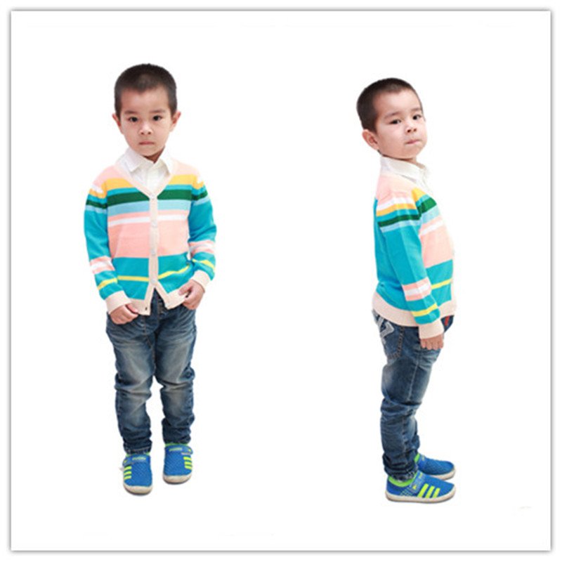 2014 striped style children cotton knit cardigan 3-6 years YF53