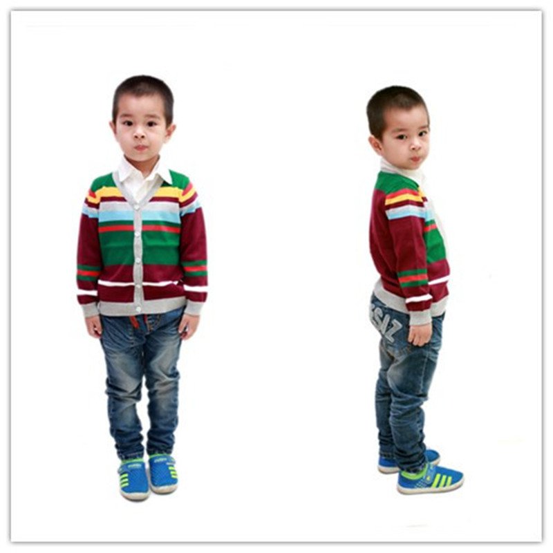 2014 striped style children cotton knit cardigan 3-6 years YF54