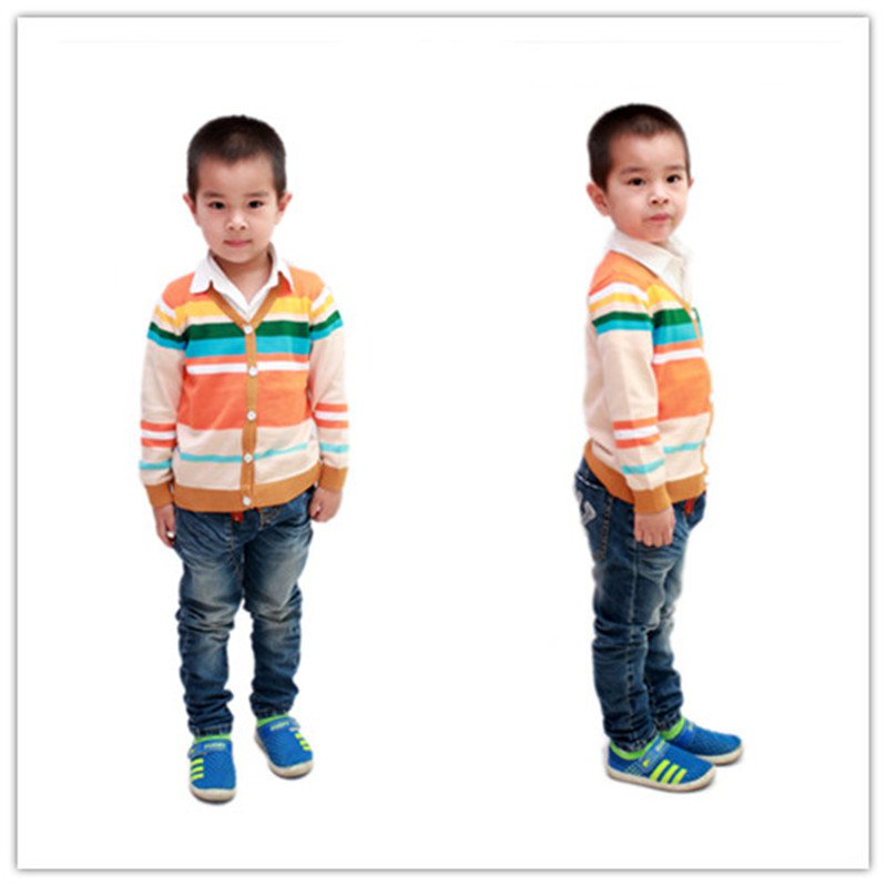 2014 striped style children cotton knit cardigan 3-6 years YF55