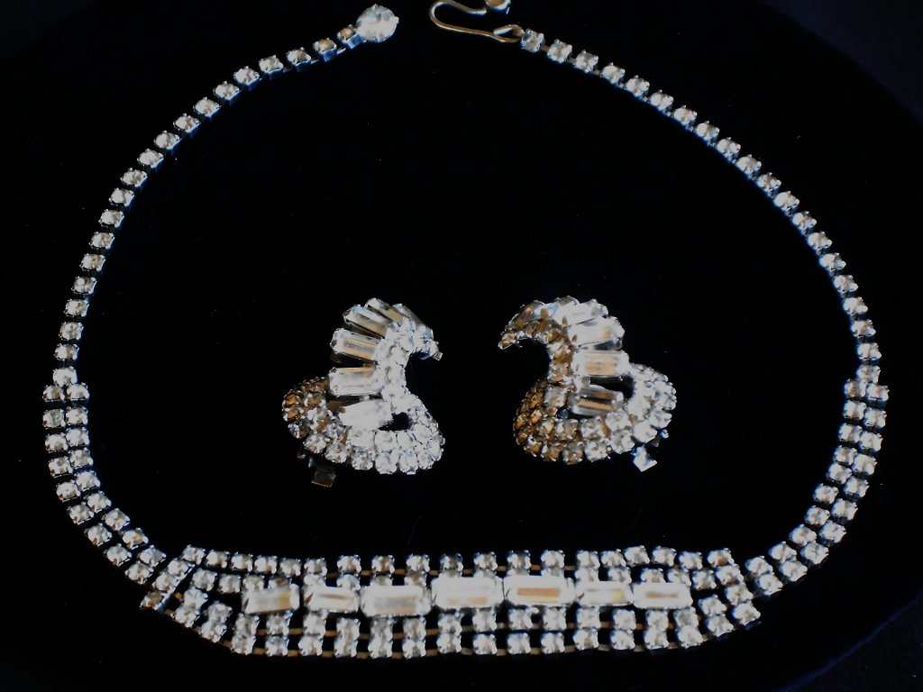 Clear Baugette Necklace and ERs