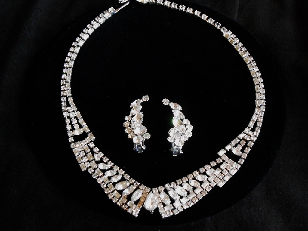 Kramer New York Clear Rhinestone Necklace and Coordinating ERs