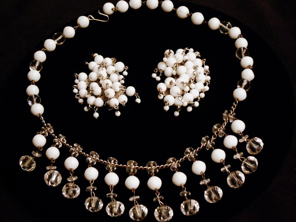 Fun Glass Bead Fringe Necklace and ERs