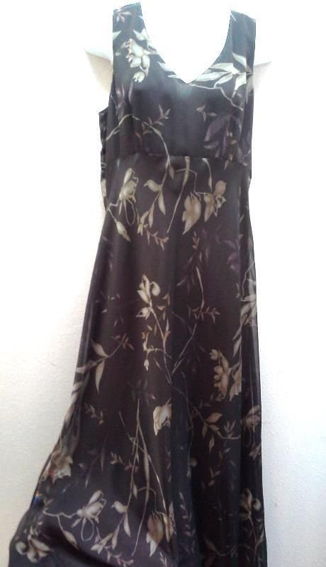 Ann taylor Brown Dress 10 Floral Long Sun Vacation
