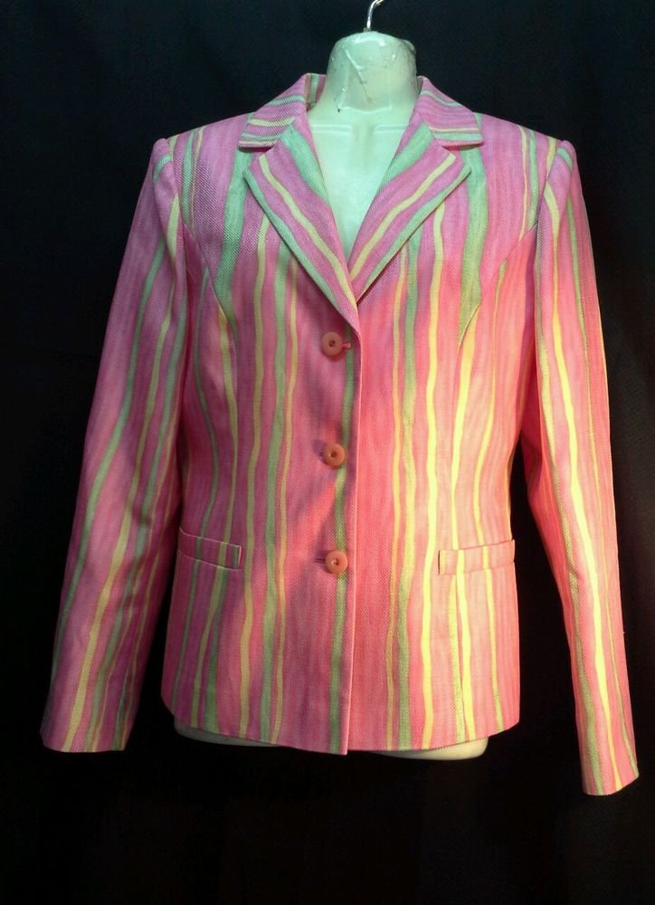 John meyer of Norwich size 6 pink stripe career blazer womens
