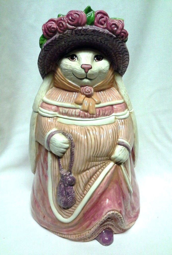 Handpainted Rabbit Ceramic Cookie Jar Kitchen Decor