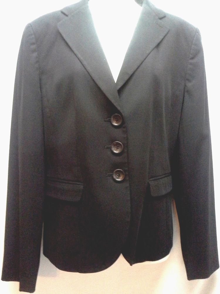 Ann Taylor 8 Black Blazer Three Button Front Lined Career