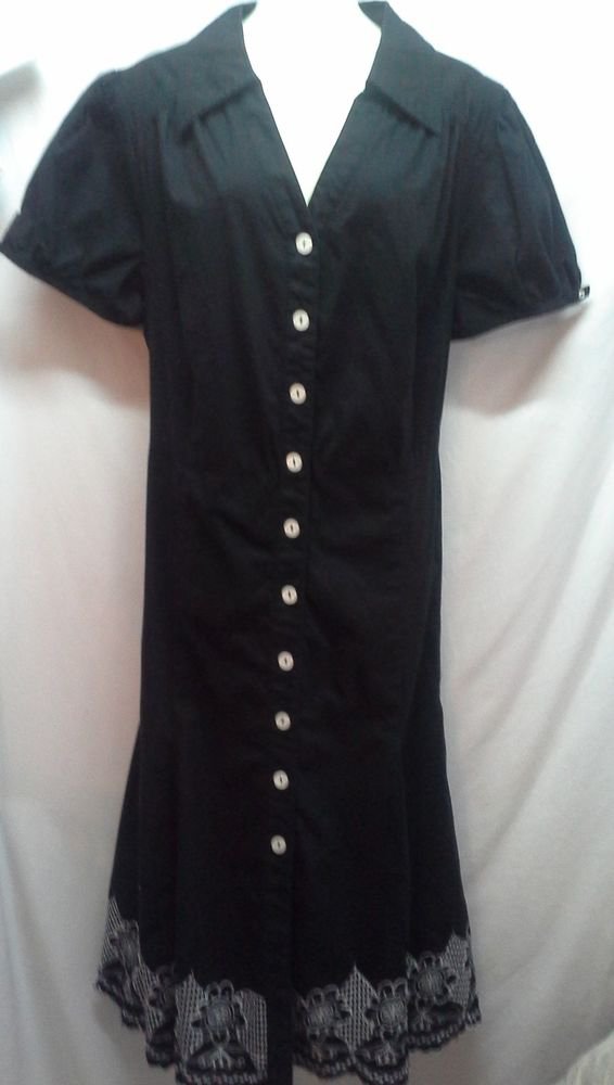 Womans Plus Dress 18 Black Lane Bryant Floral Embrodiery