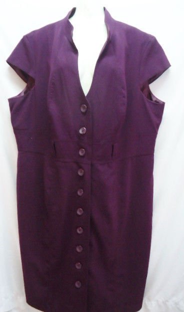 Sandra Darren Purple Cap Sleeve Woman Dress Size 22W Plum Fall Autumn Plus Size