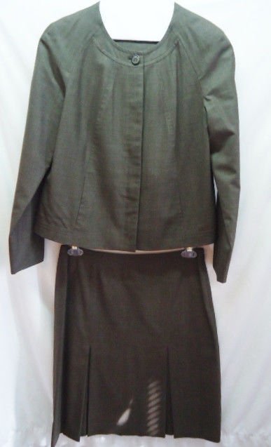 Jones New York Suit Blazer Skirt 6 Brown Set Career Wool Blend