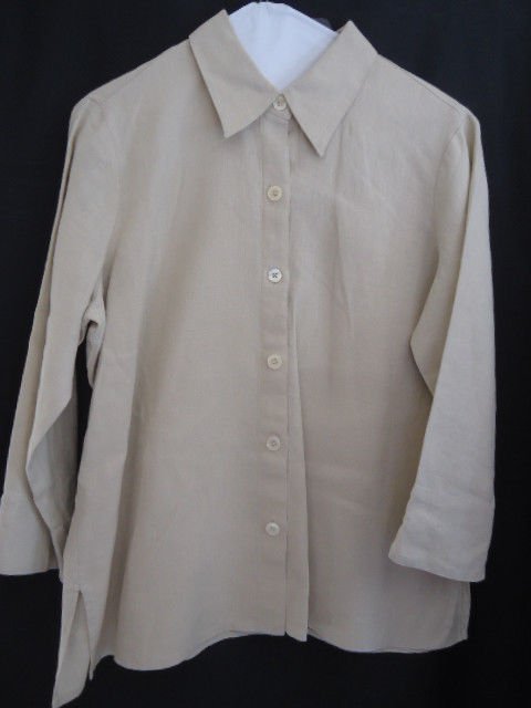 Liz Claiborne Shirt Linen Tan Medium Top
