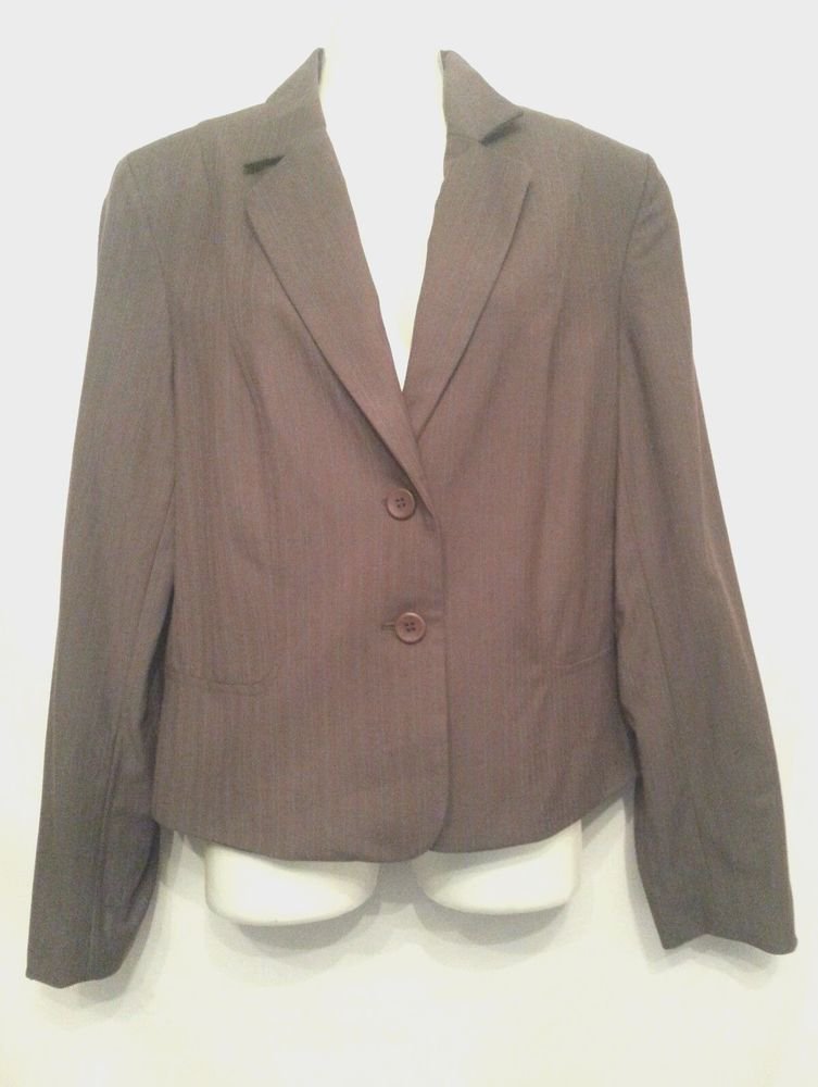Jones Wear Blazer 12 Gray Teal Pinstripe career Womens