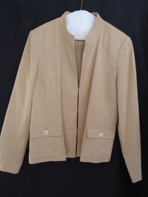 Talbots Blazer Linen Tan 8P Jacket Coat Petite