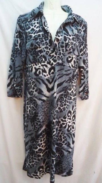 Leopard Animal Print Gray Dress SWEET Womens sz 6 Fall Autumn great w/ Boots
