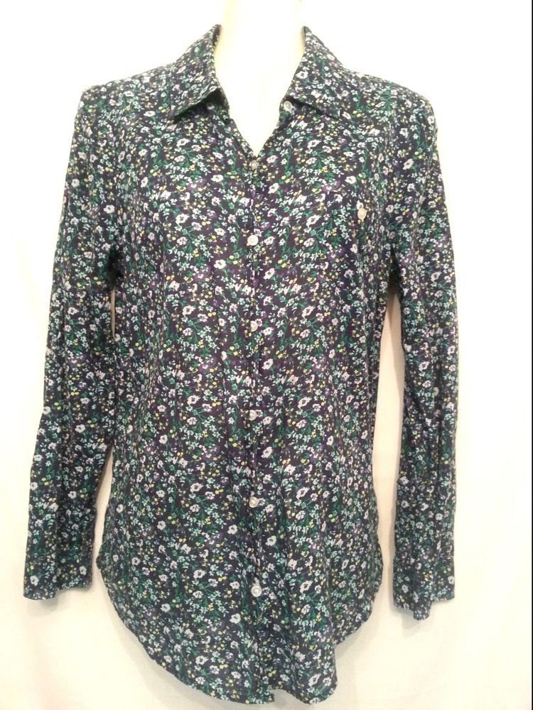 Old Navy small Blue Floral Long Sleeve Cotton Shirt