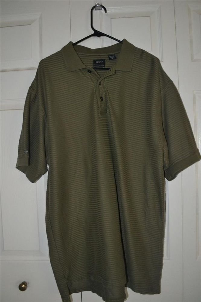 IZOD 100% COTTON RIBBED POLO / GOLF SHIRT SZ XL GREEN