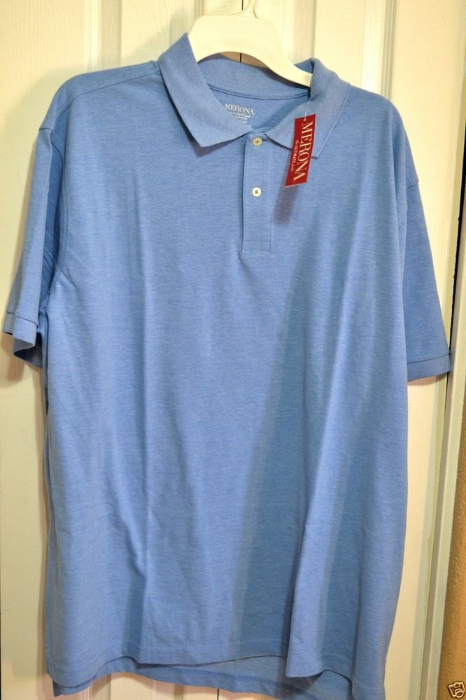 Merona Classic Fit Light Blue Cotton / Polyester Polo Golf Shirt Size 2XL NWT