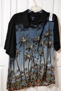 Croft & Barrow Blue & Black Palm Tree Hawaiian Shirt Men's Big & Tall Size 2XB