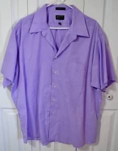 Arrow Short Sleeve Purple Men's Dress Shirt Size XXL Pin Stripe Poly/Cotton