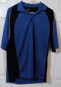 Mens Golf Polo Shirt IZOD Classic Cool FX Shirt Blue Black Size Med Polyester