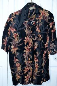 Natural Issue Black Floral Pattern Hawaiian Men's Shirt Size XL Summer Party
