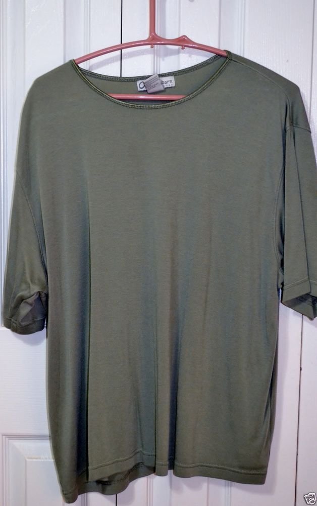 Dress Barn Woman Green Short Sleeve Top Plus Size 22 - 24 3X Rayon/Poly/Cotton