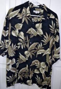 Pierre Cardin Men's Floral Pattern Dark Blue 100% Rayon Hawaiian Shirt Size XL