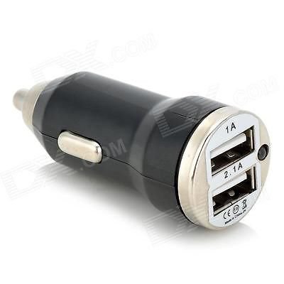 1A / 2.1A Dual USB Car Cigarette Lighter Charger -Black (12V) for phones/charger