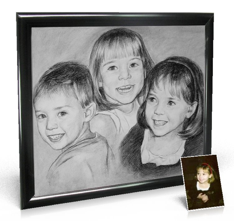 Charcoal Drawing 20x24 inch, 2 people included - Portraits from Photos