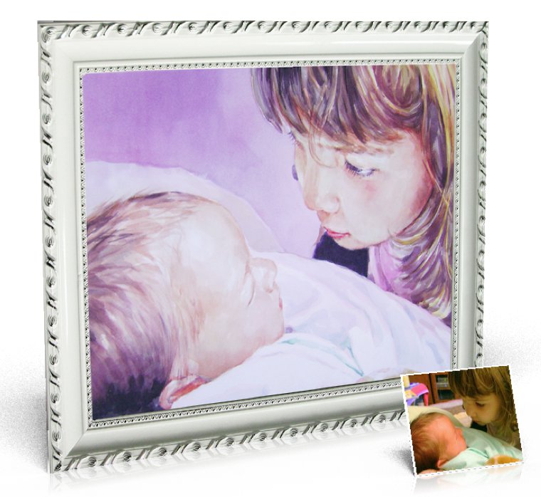 Watercolor Painting 20x24 inch, 1 person included - photo into painting