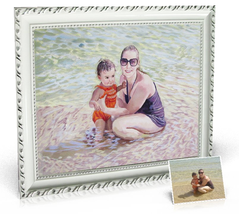 Watercolor Painting 20x24 inch, 2 people included - Painting from Picture
