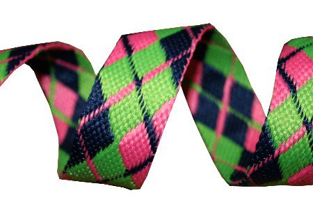 Blue, Green and Pink Reversible Argyle Belt