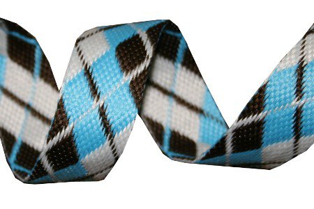 Blue, White and Brown Reversible Argyle Belt