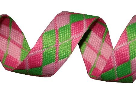 Green and Pink Reversible Argyle Belt