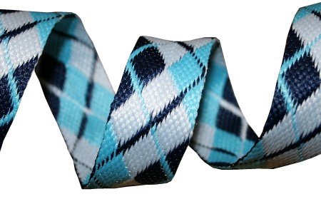 Navy, White and Light Blue Reversible Argyle Belt