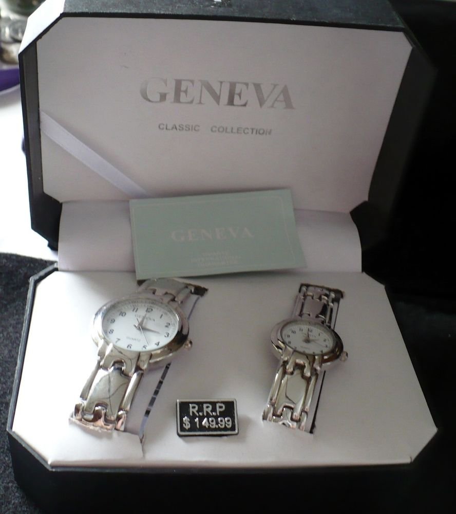 His and Hers Matching Wrist Watch Gift Set Geneva Quartz Classic Collection