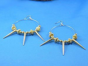 Gold Hoop Dangle Pierce Hook Earrings