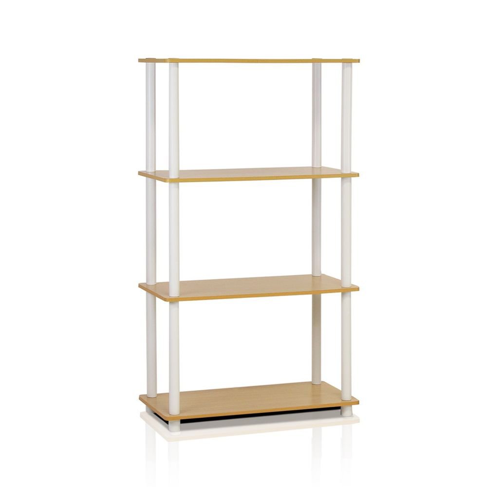 Sterilite 4-Tier Tube Shelf, Beech and White