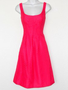Nine West Dress Size 4 Hot Pink Boho Zigzag Crochet Flare NWT