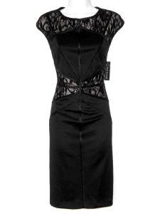 R&M Richards Dress Black Nude Colorblock Lace Sequins Stretch Cocktail NWT