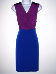 Calvin Klein CK Dress Size Sz 6 Stretch Purple Blue Black Colorblock NWT