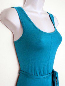 Design History Dress Small S Teal Blue White Block Stripe Belt Boho NWT