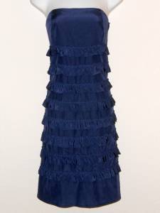 Gap Dress Size 4 Navy Blue Ruffles Tiered Strapless Silk Cotton Boho NWT $78