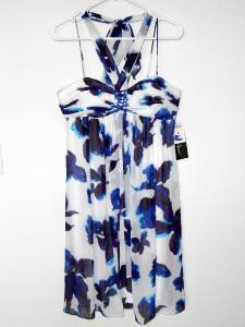 SL Fashions Dress Size 10 Watercolor Floral Print Babydoll Chiffon NWT $128