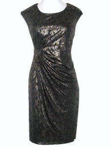 Connected Apparel Dress Size Sz 22W Stretch Black Silver Gold Cocktail New
