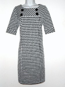 Rabbit Designs Dress Size 10 Shift Black White Houndstooth Retro New