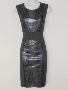 Calvin Klein Dress Size 10 Gray Silver Snakeskin Sequins Stretch Sheath NWT