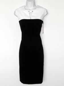 Calvin Klein Dress Size 10 Black White Stretch Sheath Keyhole Career Cocktail