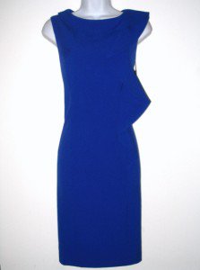 Calvin Klein CK Dress Size Sz 10 Blue Sheath Ruffle Career Cocktail NWT